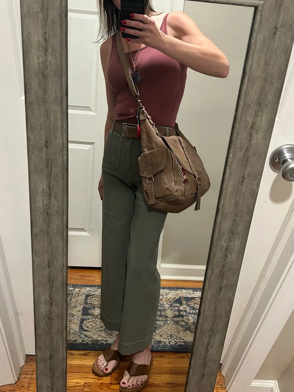 LIKE NEW We The Free Leigh Hobo Distressed Leather Tote in Saddle With Charms